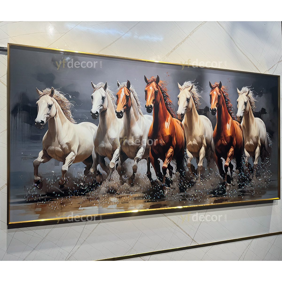 Mystical Seven Horses Vastu Crystal Painting - Image 5