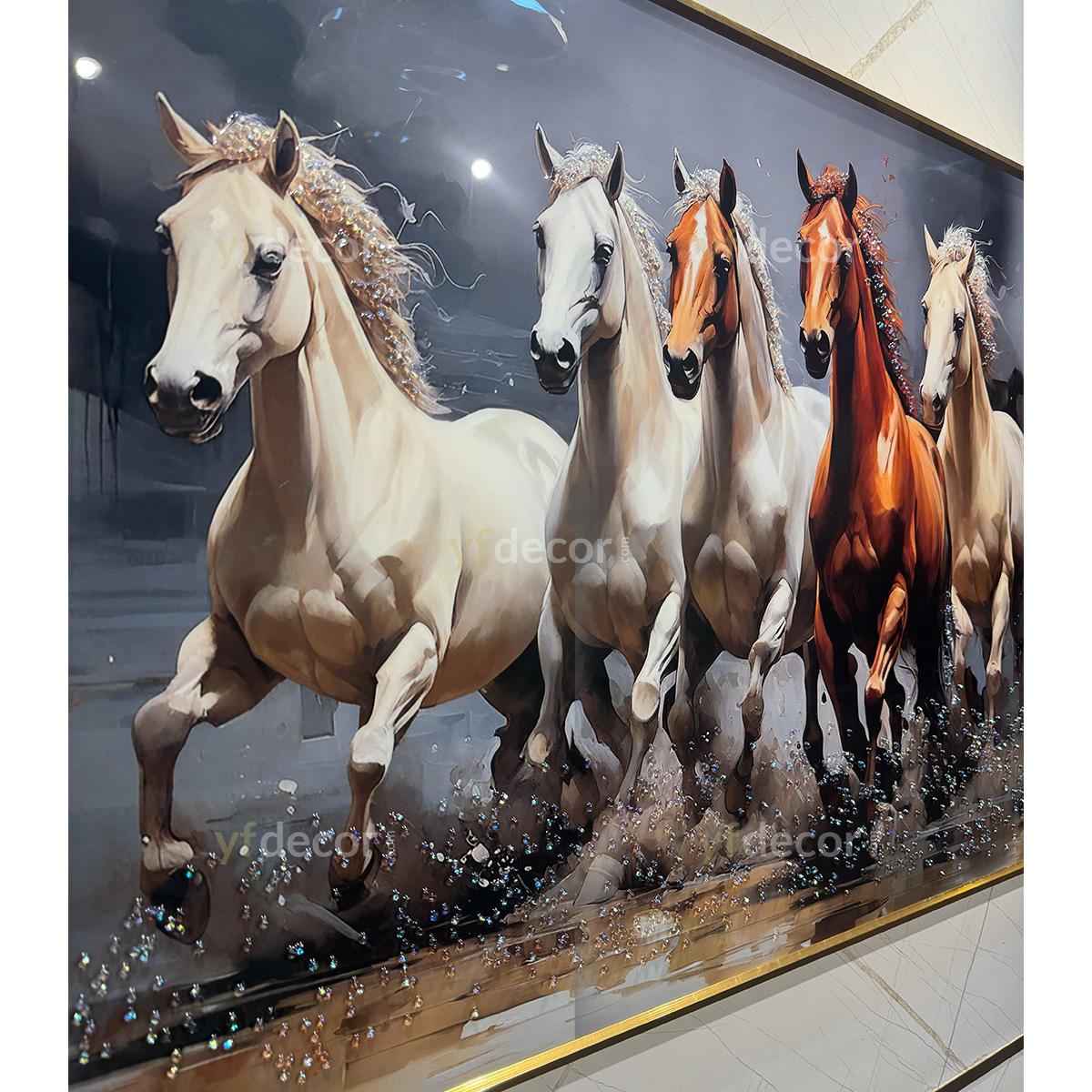 Mystical Seven Horses Vastu Crystal Painting - Image 6