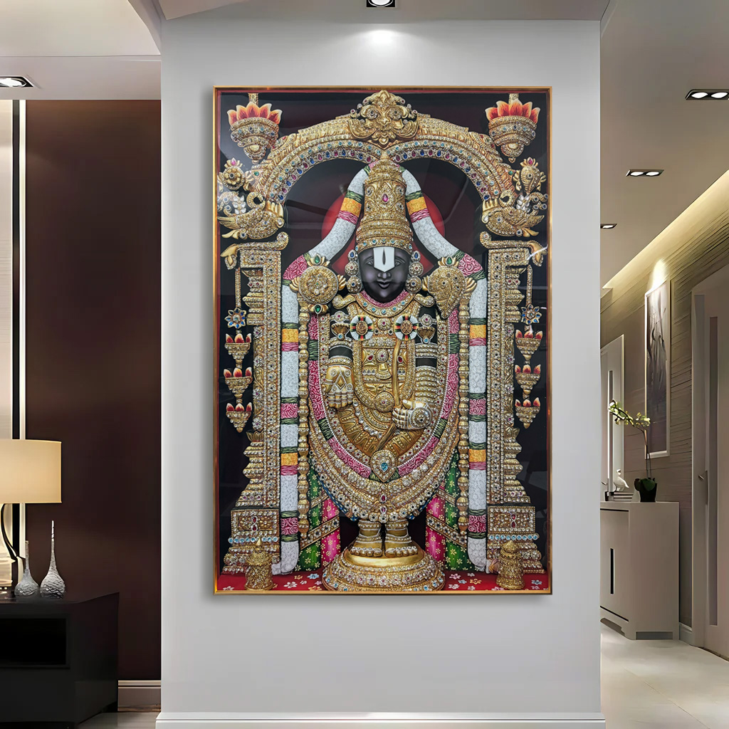 Modern Venkateswara Ji Luxury Crystal Glass Painting