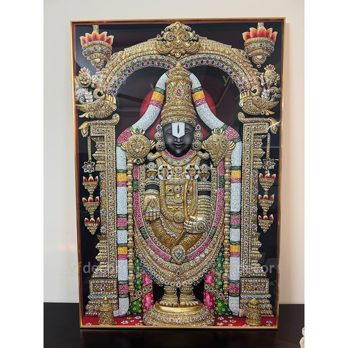Modern Venkateswara Ji Luxury Crystal Glass Painting - Image 3