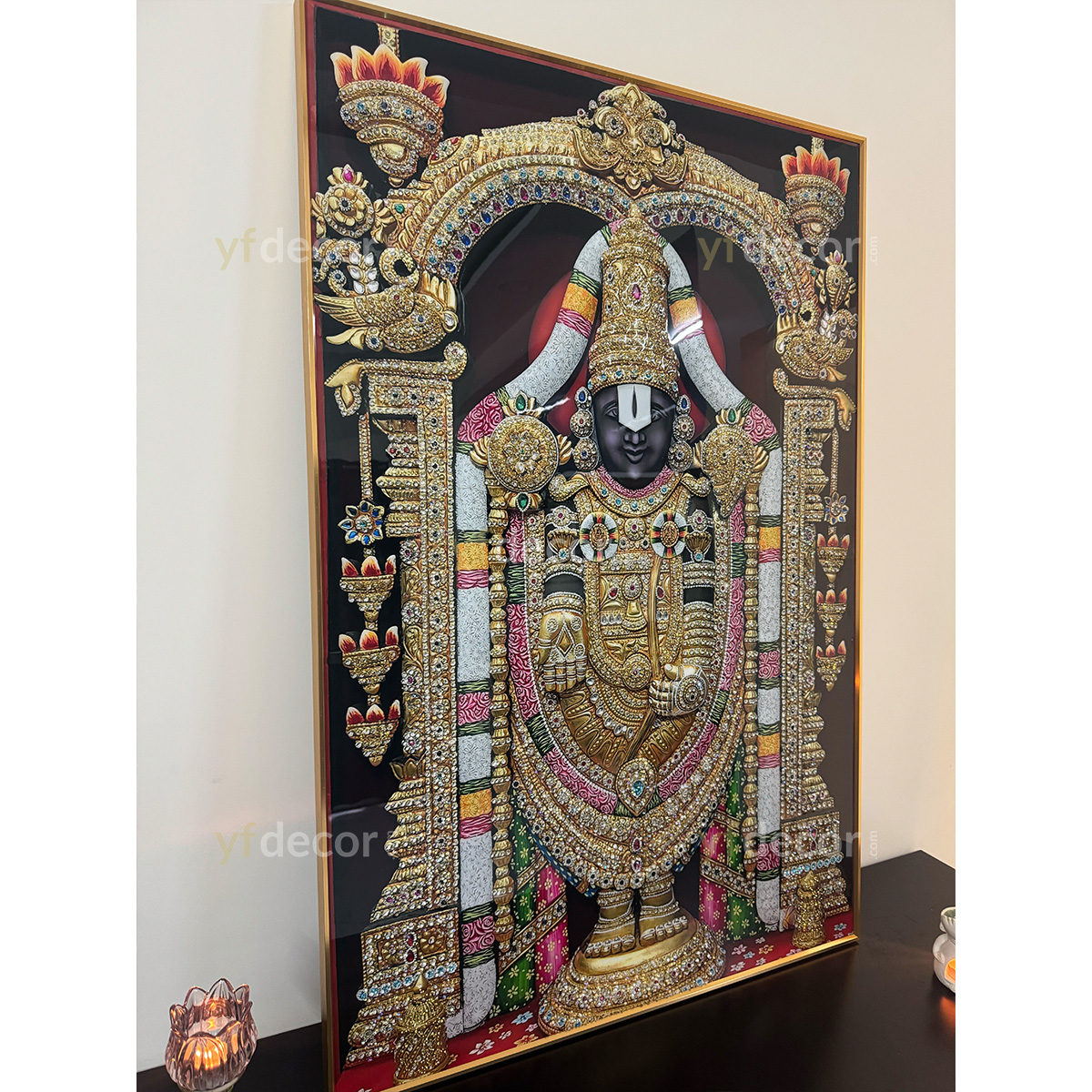 Modern Venkateswara Ji Luxury Crystal Glass Painting - Image 4