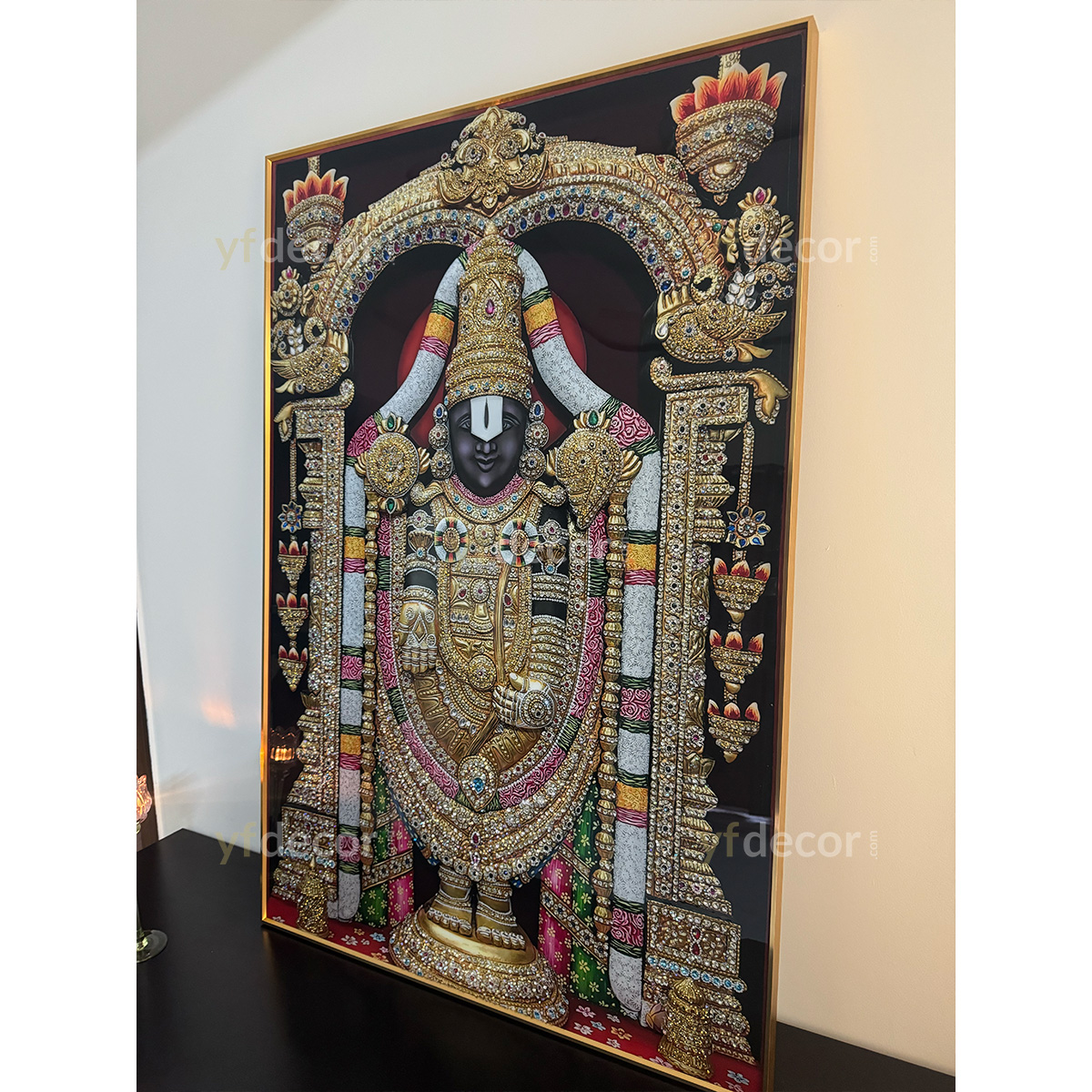 Modern Venkateswara Ji Luxury Crystal Glass Painting - Image 5