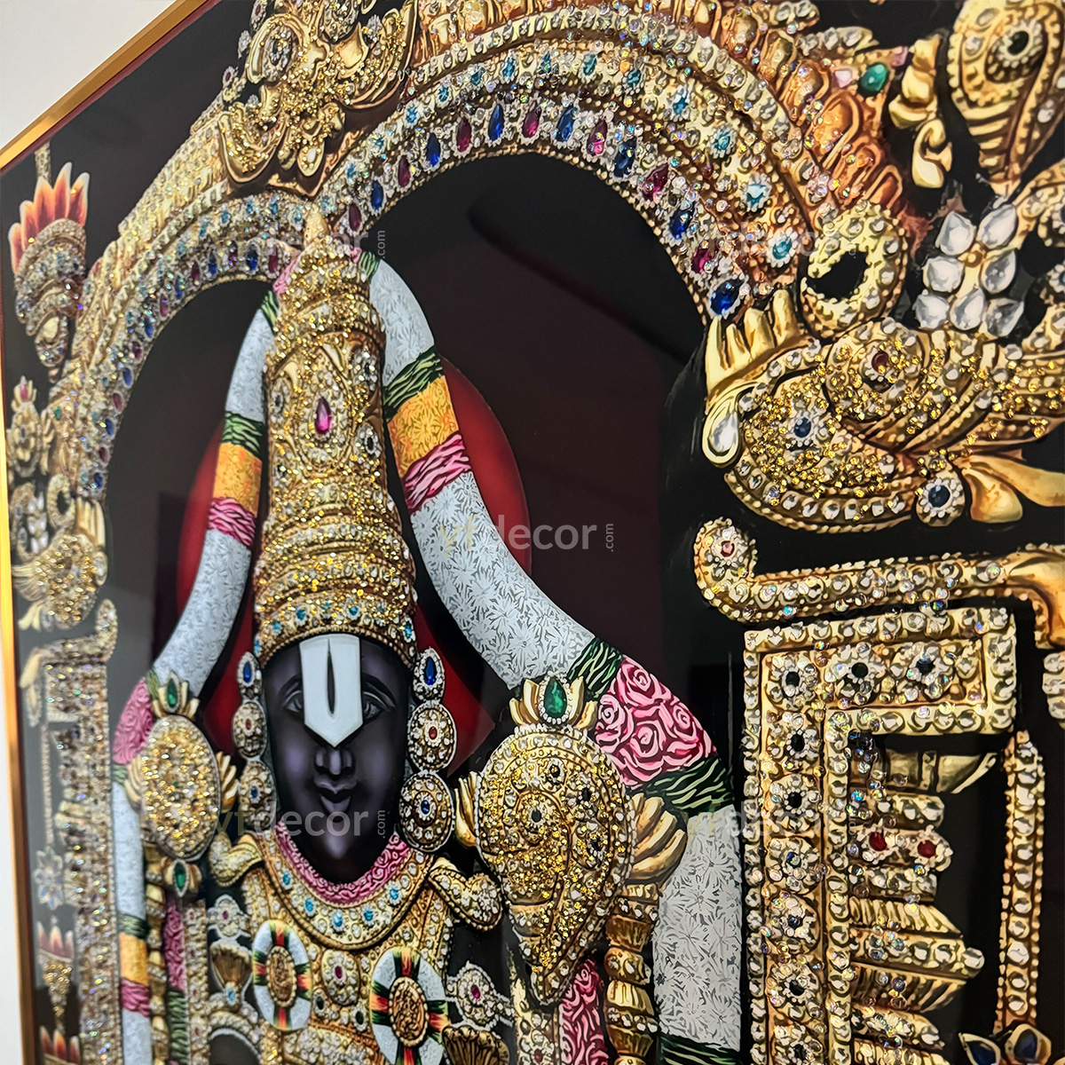 Modern Venkateswara Ji Luxury Crystal Glass Painting - Image 6