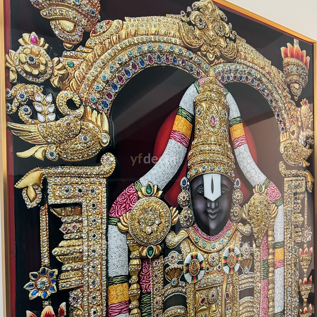 Modern Venkateswara Ji Luxury Crystal Glass Painting - Image 7