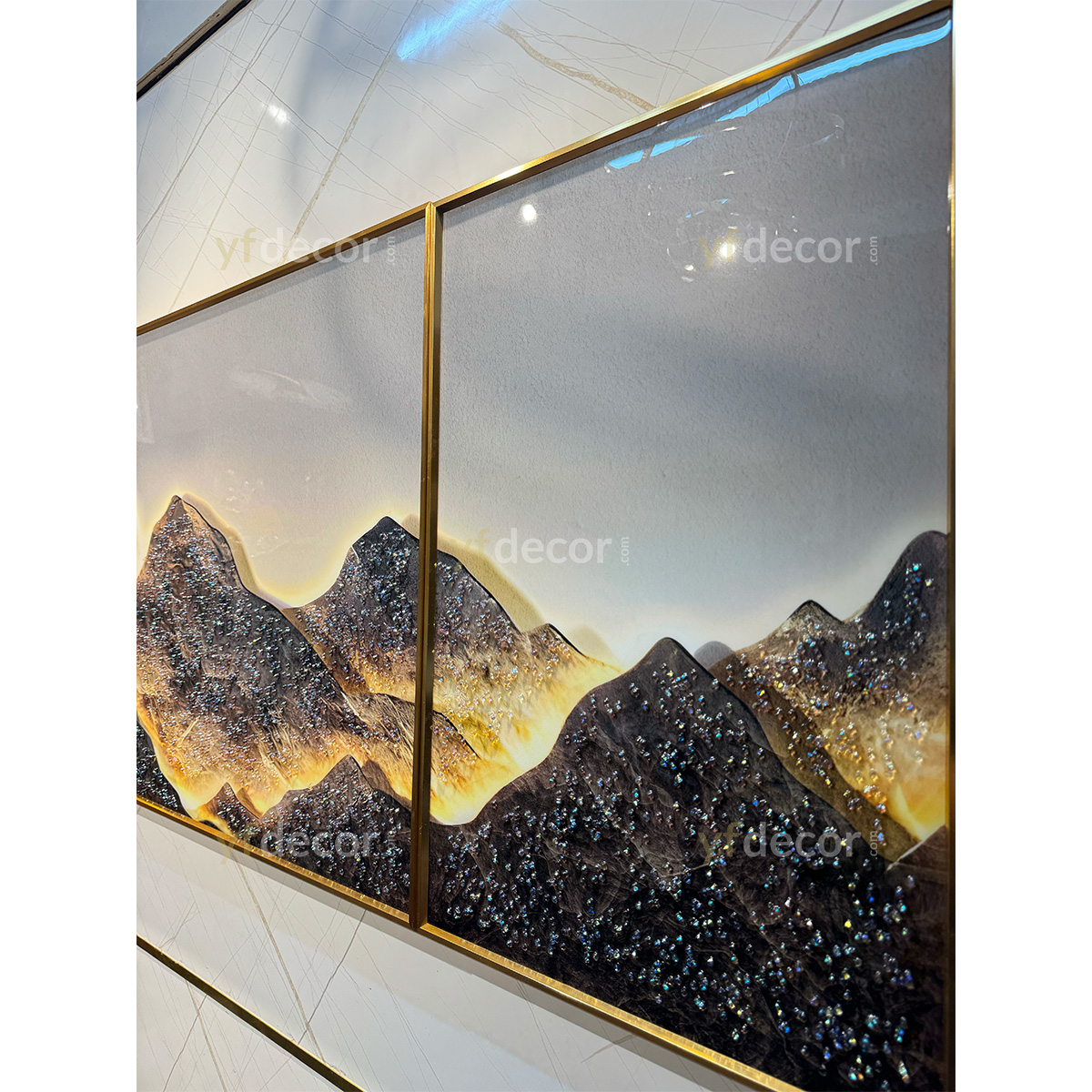 Moonlight in the Mountains Crystal Glass Painting - Set of 3 - Image 4