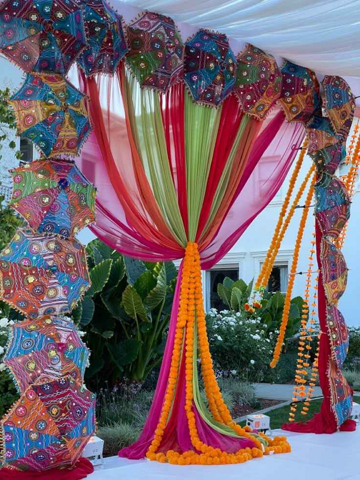 Navratri Decoration with umbrellas