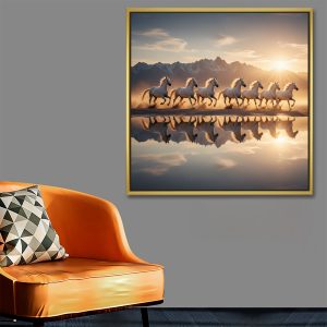 Dawn Mirror Seven Horses Vastu Painting
