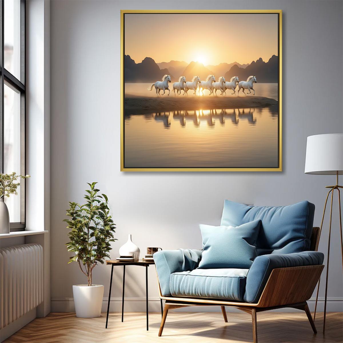 Golden Isle Horses Vastu Painting - Image 2