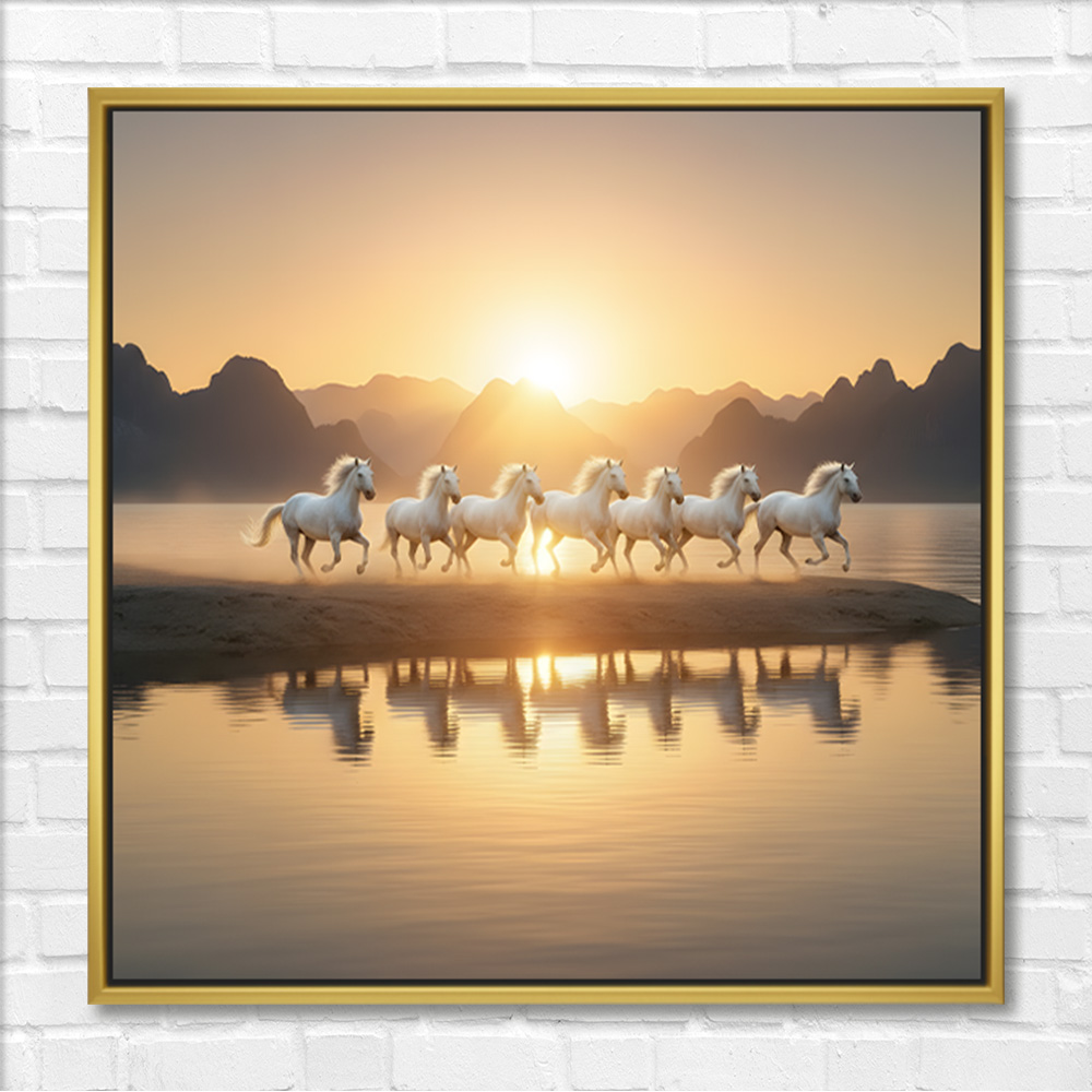 Golden Isle Horses Vastu Painting - Image 3