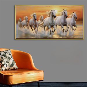 Twilight Reflection 7 Horses Vastu Painting