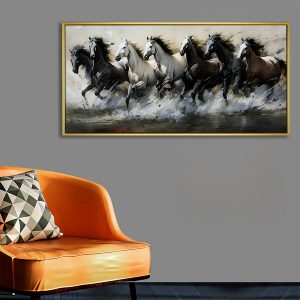 Silver Surf Seven Horses Vastu Canvas