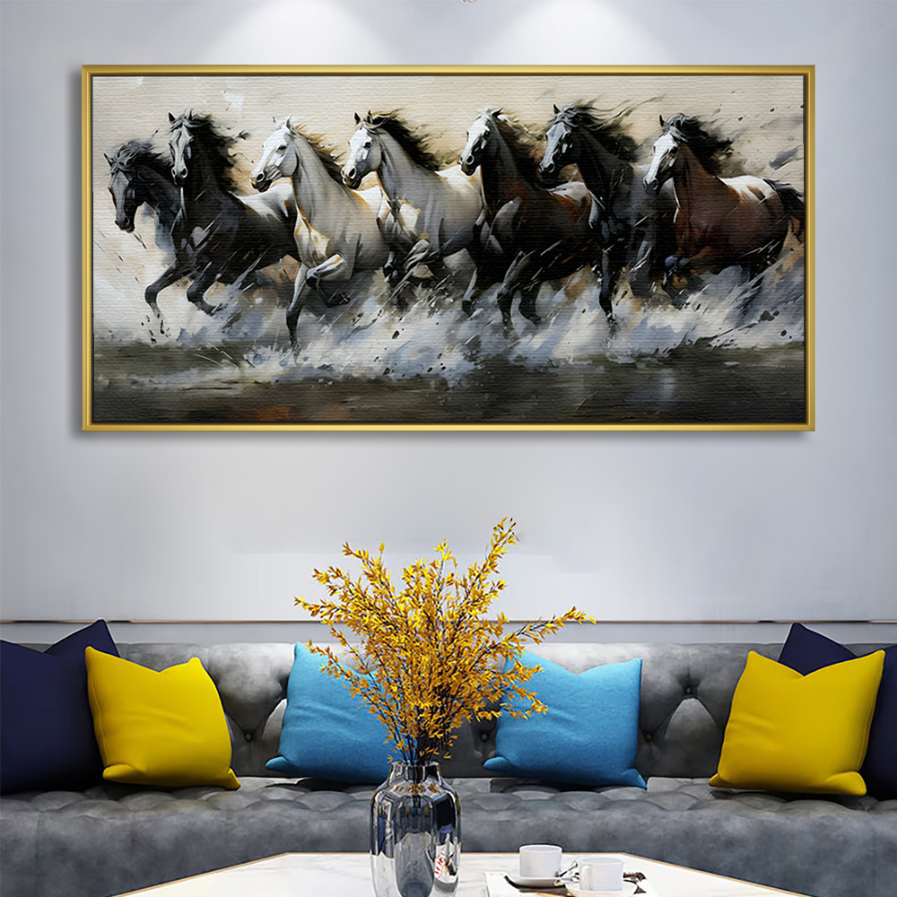 Silver Surf Seven Horses Vastu Canvas - Image 2