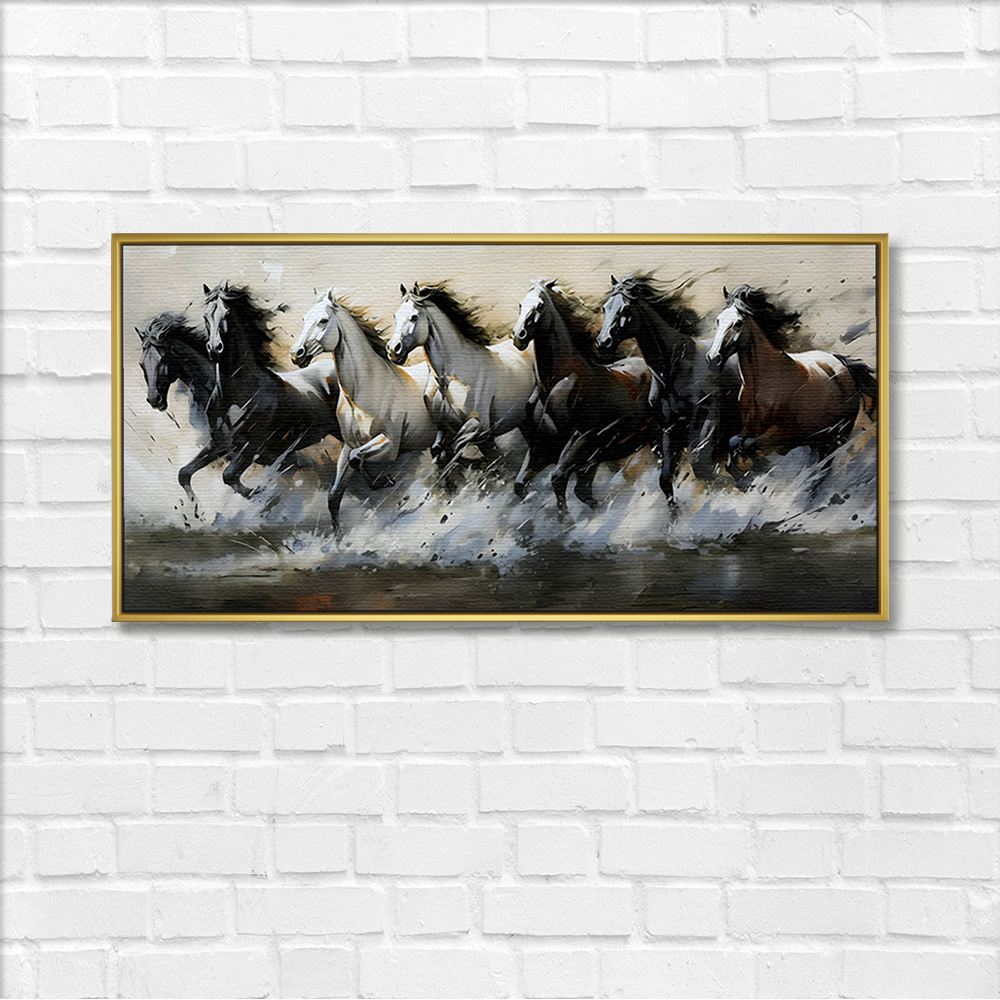 Silver Surf Seven Horses Vastu Canvas - Image 3