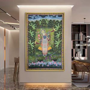 Vrindavan Garden Shreenathji with Lotus Pichwai Painting