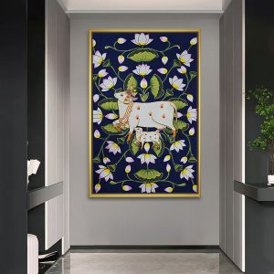 Lotus Garland Kamadhenu with Calf Painting