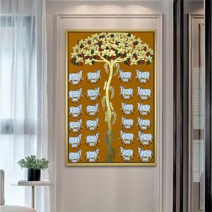 Mustard Kalpavriksha with Abundant Cow Families