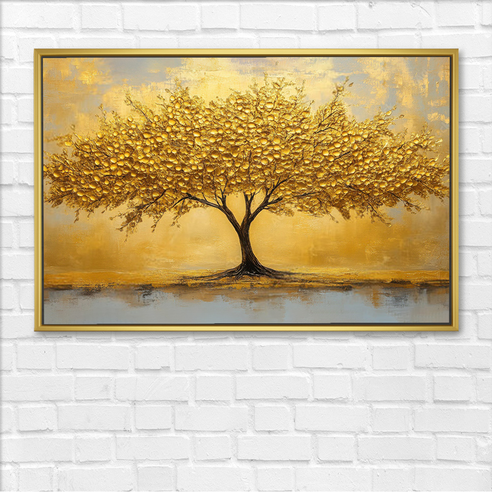 Sunlit Gold Canopy Tree of Life Painting - Image 3