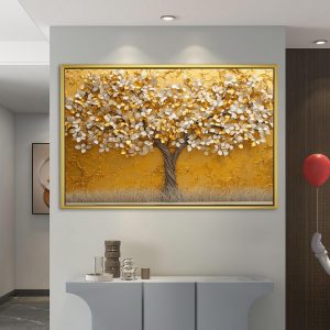 Ivory Petals Golden Tree of Life Art