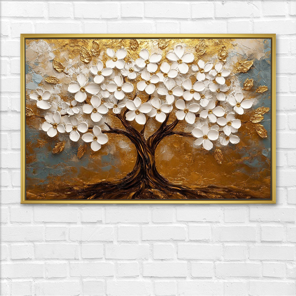 Pearl Blossom Tree of Life Canvas Painting - Image 3