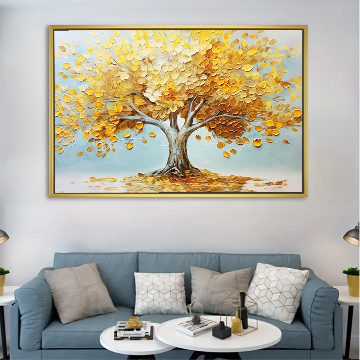 Sunlit Autumn Tree Canvas Painting