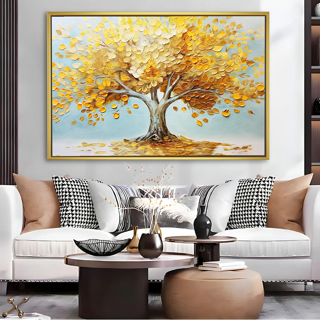 Sunlit Autumn Tree Canvas Painting - Image 2