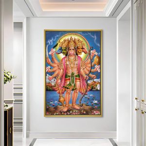 Majestic Panchmukhi Hanuman Canvas Painting