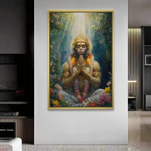 Meditative Hanuman Tranquil Canvas Painting