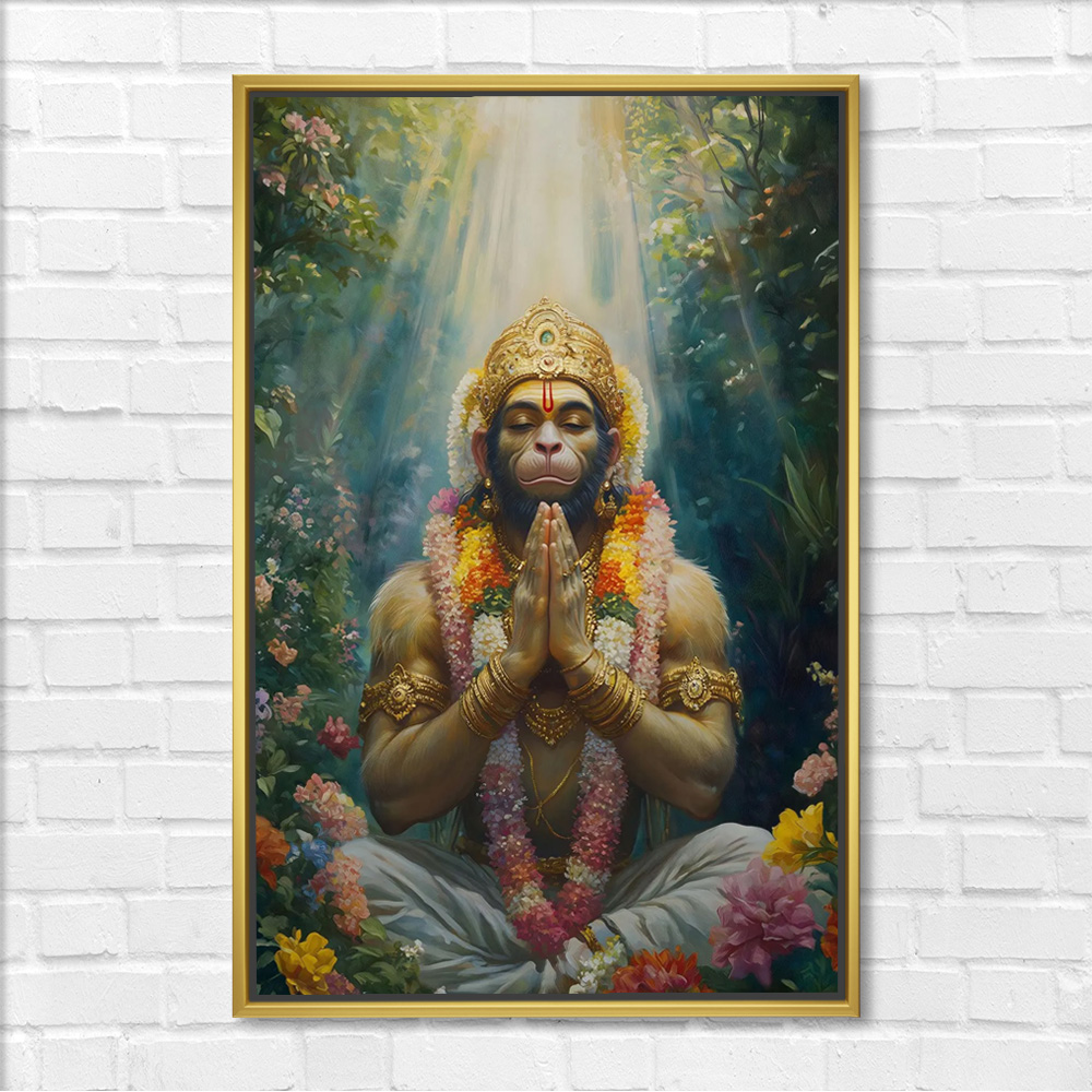Meditative Hanuman Tranquil Canvas Painting - Image 3