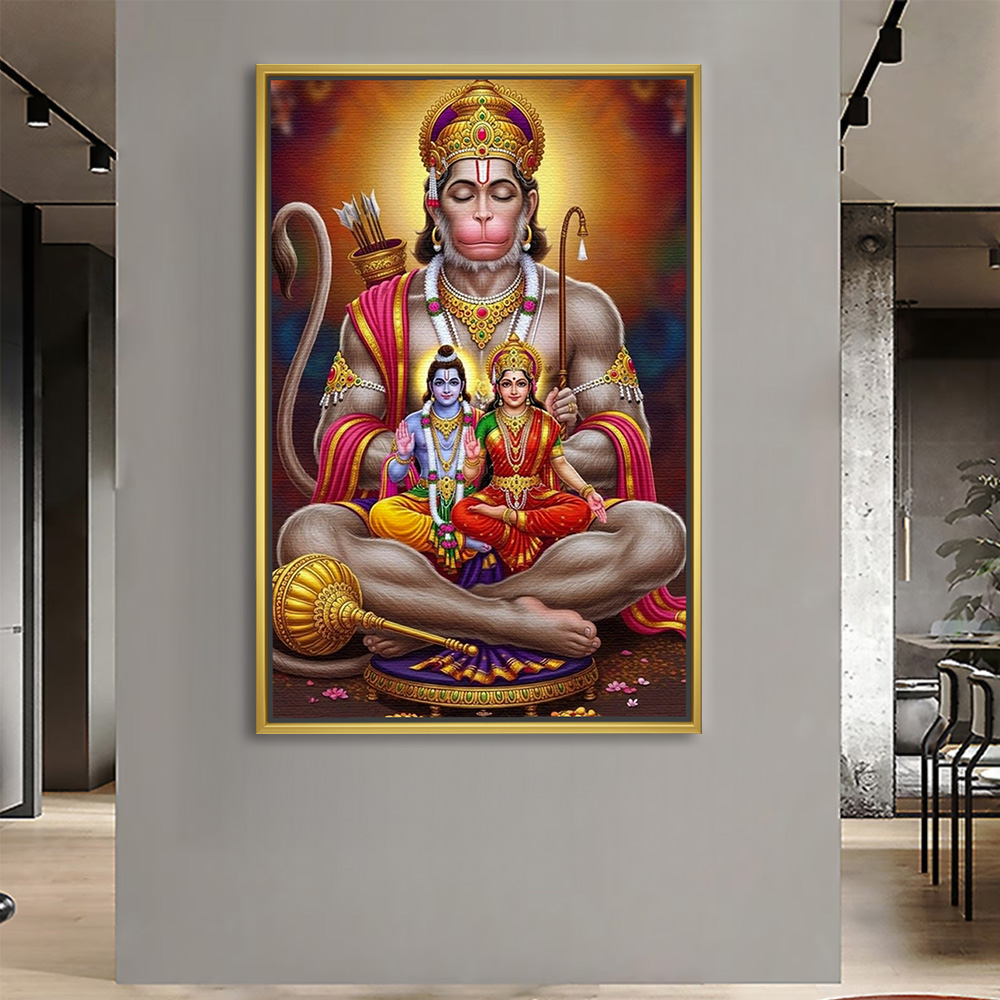 Lord Hanuman with Ram Sita Painting - Image 2