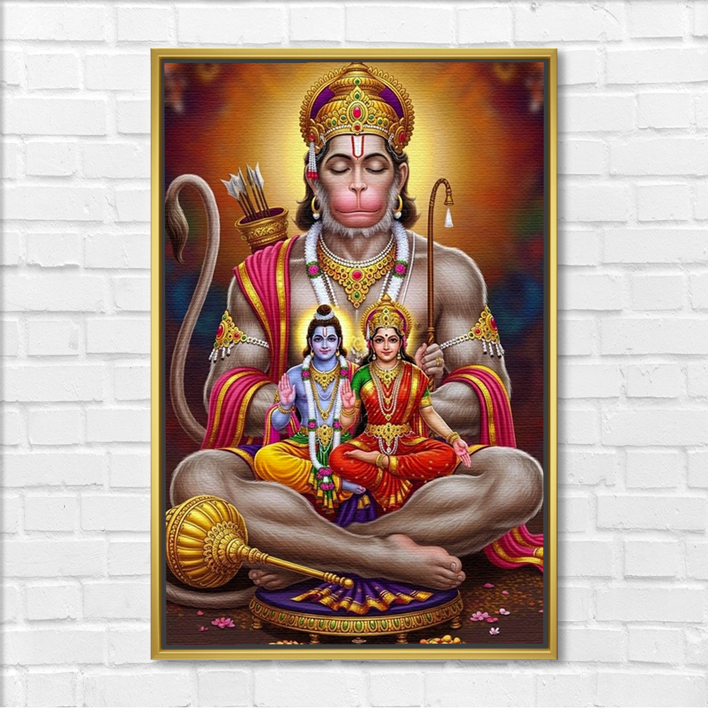 Lord Hanuman with Ram Sita Painting - Image 3