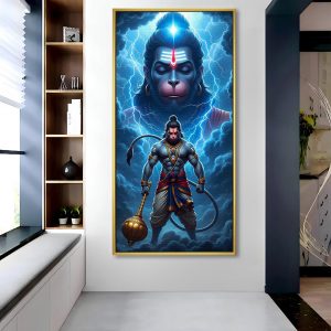Powerful Viraat Hanuman Canvas Painting