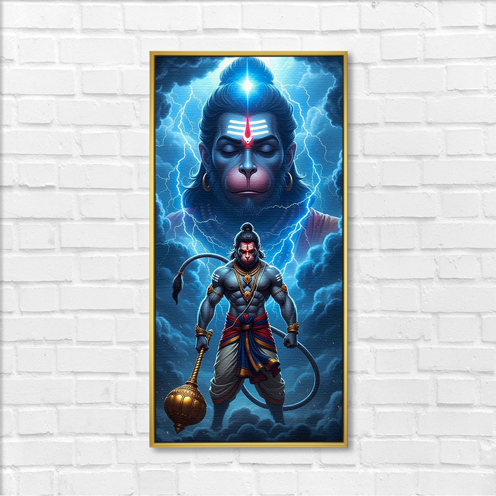 Powerful Viraat Hanuman Canvas Painting - Image 3