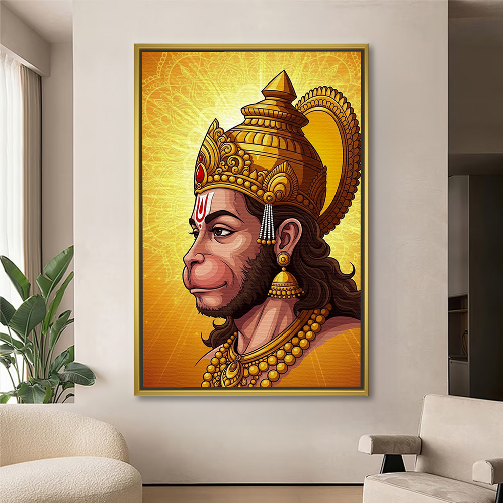 Golden Radiance Hanuman Canvas Painting