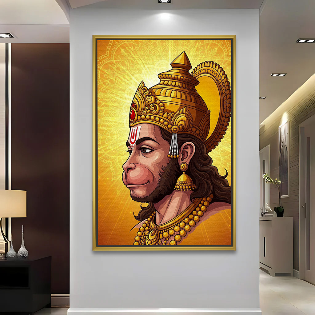 Golden Radiance Hanuman Canvas Painting - Image 2