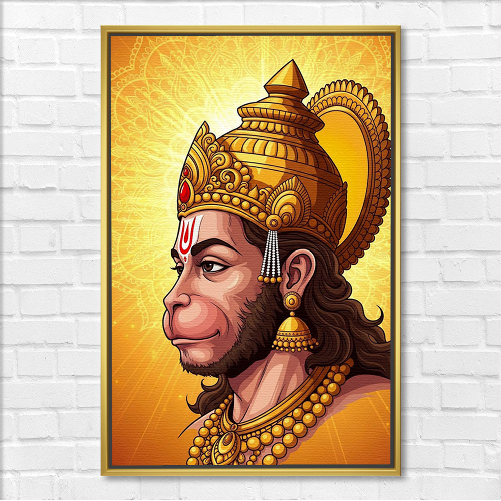 Golden Radiance Hanuman Canvas Painting - Image 3