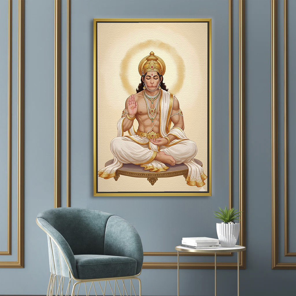 Shwet Tapasya Hanuman Canvas Painting