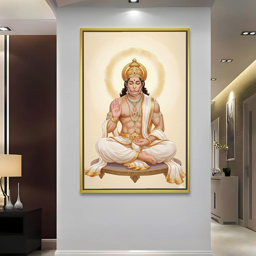 Shwet Tapasya Hanuman Canvas Painting - Image 2