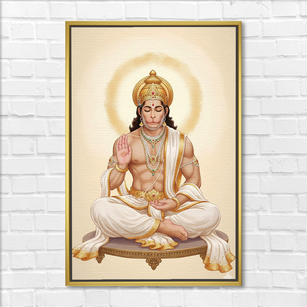 Shwet Tapasya Hanuman Canvas Painting - Image 3