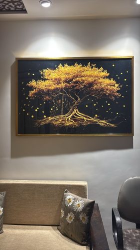 Click to view full screen Nature’s Symphony Waterfall Crystal Glass Painting photo review