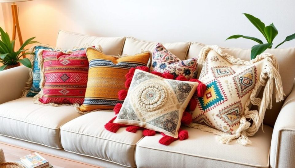 Boho style home pillows
