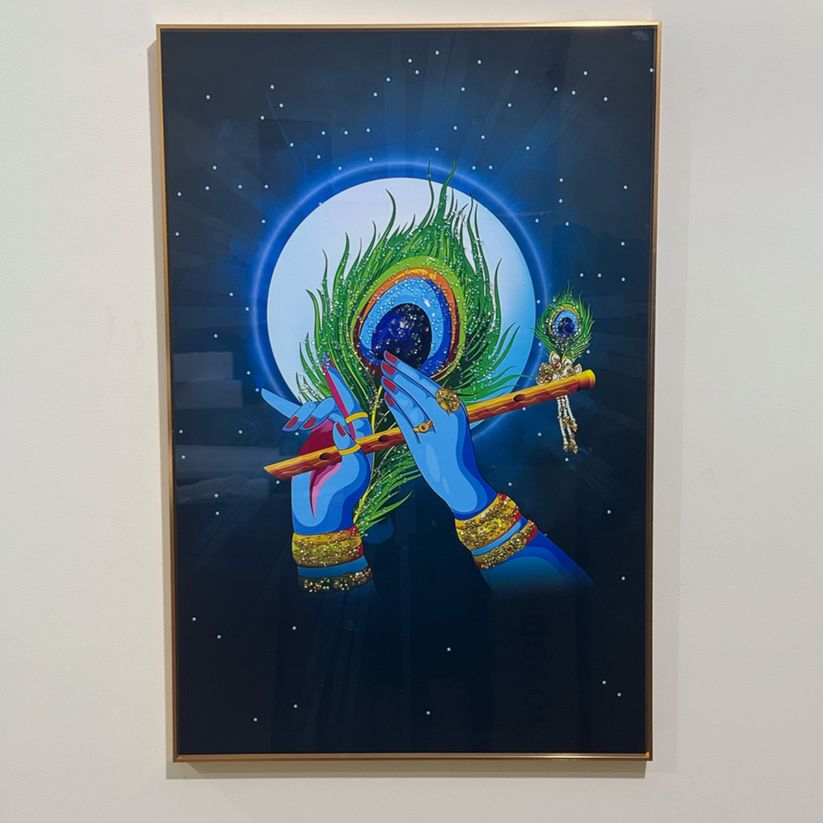 Krishna Ji Peacock Flute Crystal Painting - Image 3