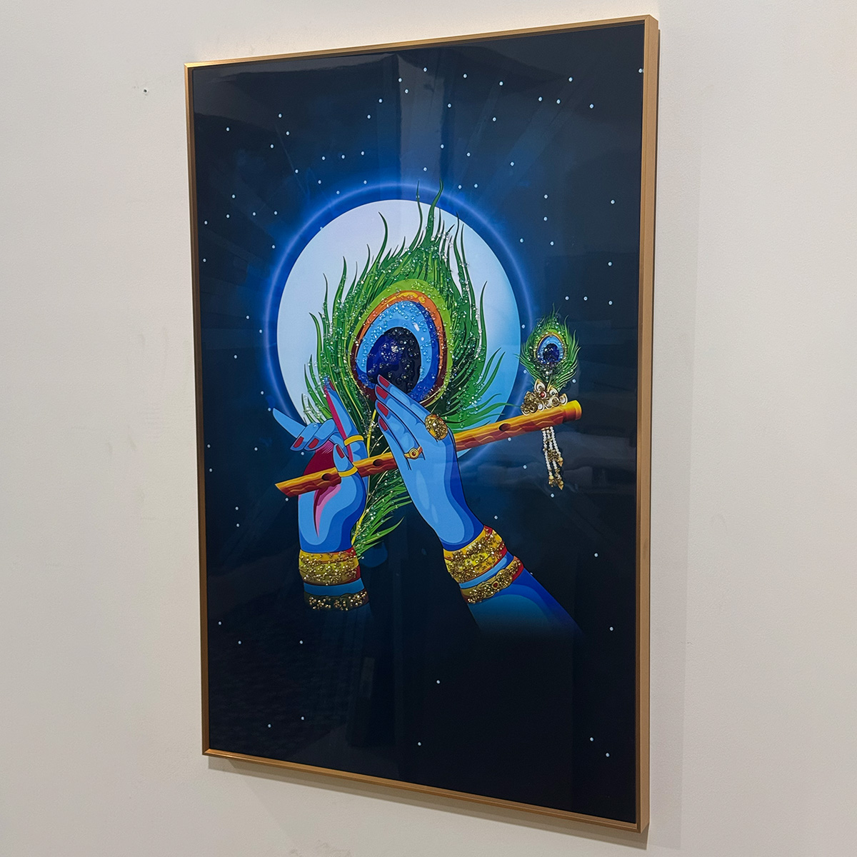 Krishna Ji Peacock Flute Crystal Painting - Image 4