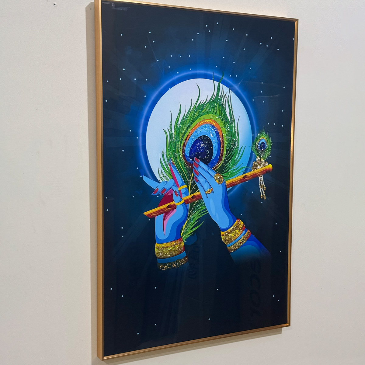 Krishna Ji Peacock Flute Crystal Painting - Image 5