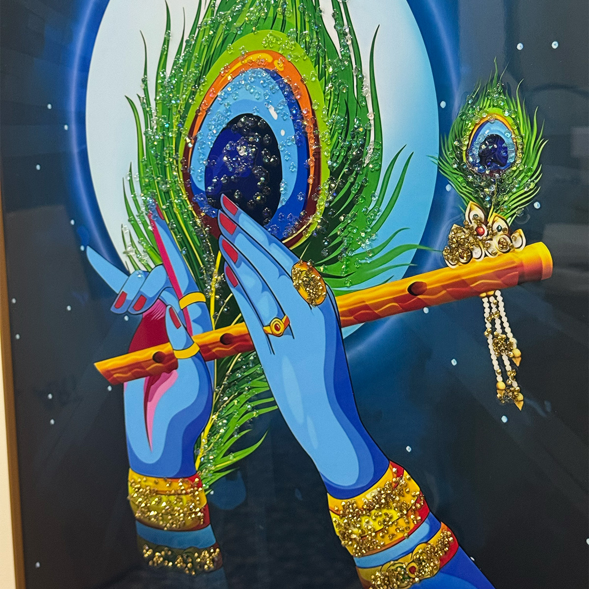 Krishna Ji Peacock Flute Crystal Painting - Image 6