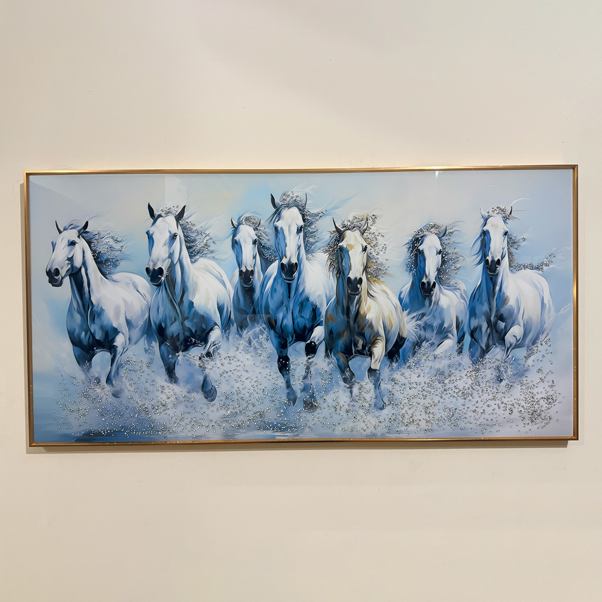 Frost Surge Seven Horses Crystal Glass Painting - Image 3
