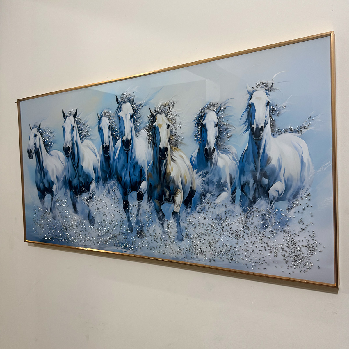 Frost Surge Seven Horses Crystal Glass Painting - Image 4