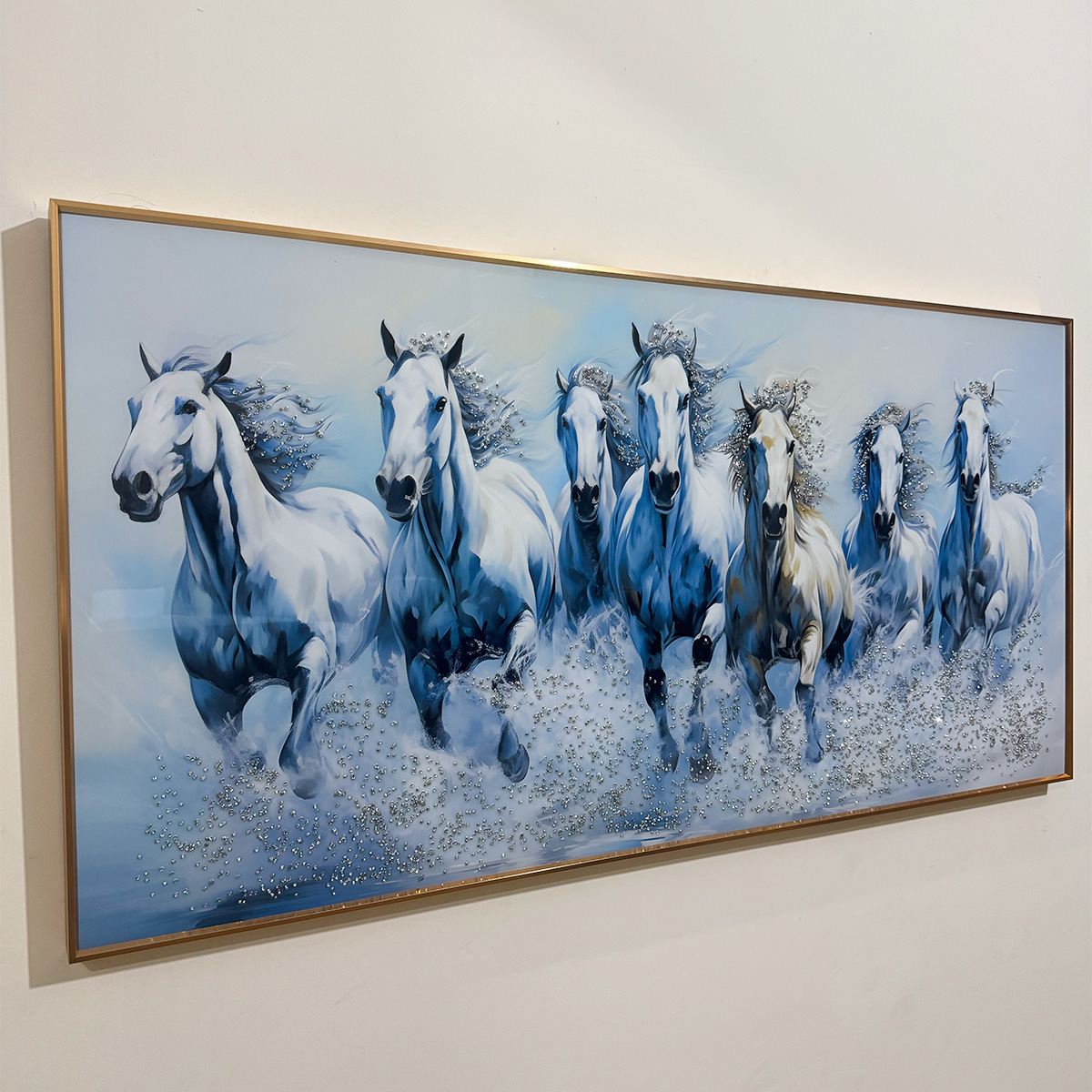 Frost Surge Seven Horses Crystal Glass Painting - Image 5