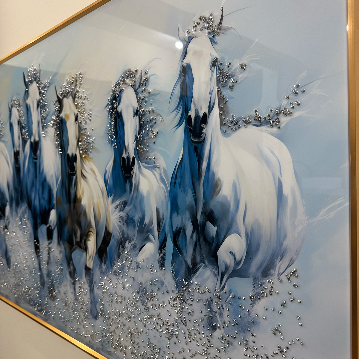 Frost Surge Seven Horses Crystal Glass Painting - Image 6