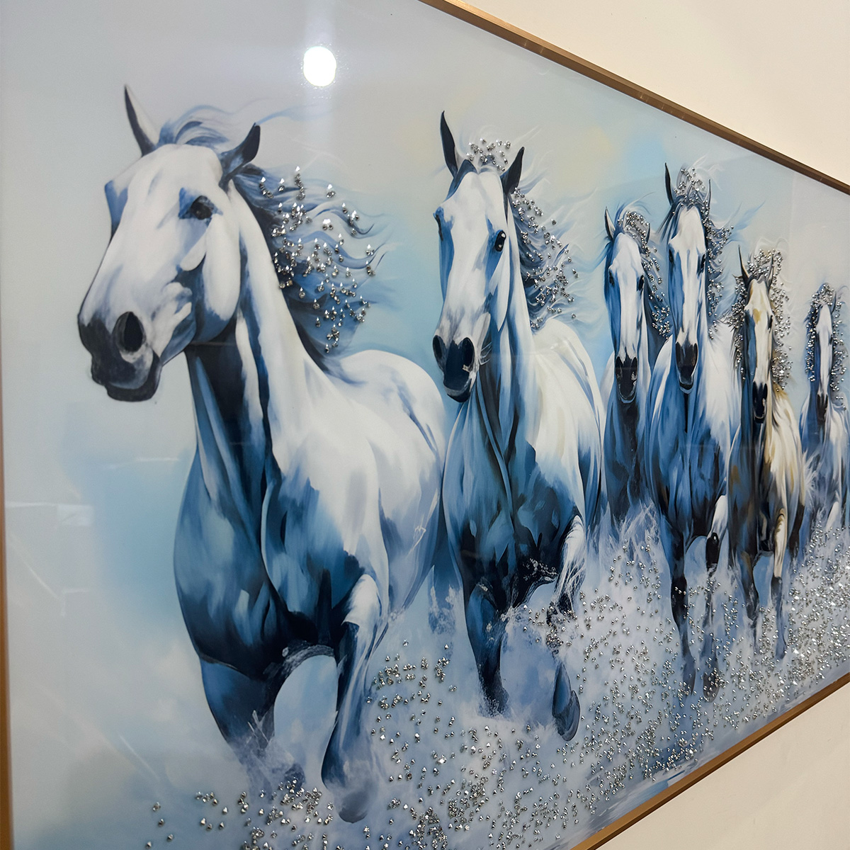 Frost Surge Seven Horses Crystal Glass Painting - Image 7