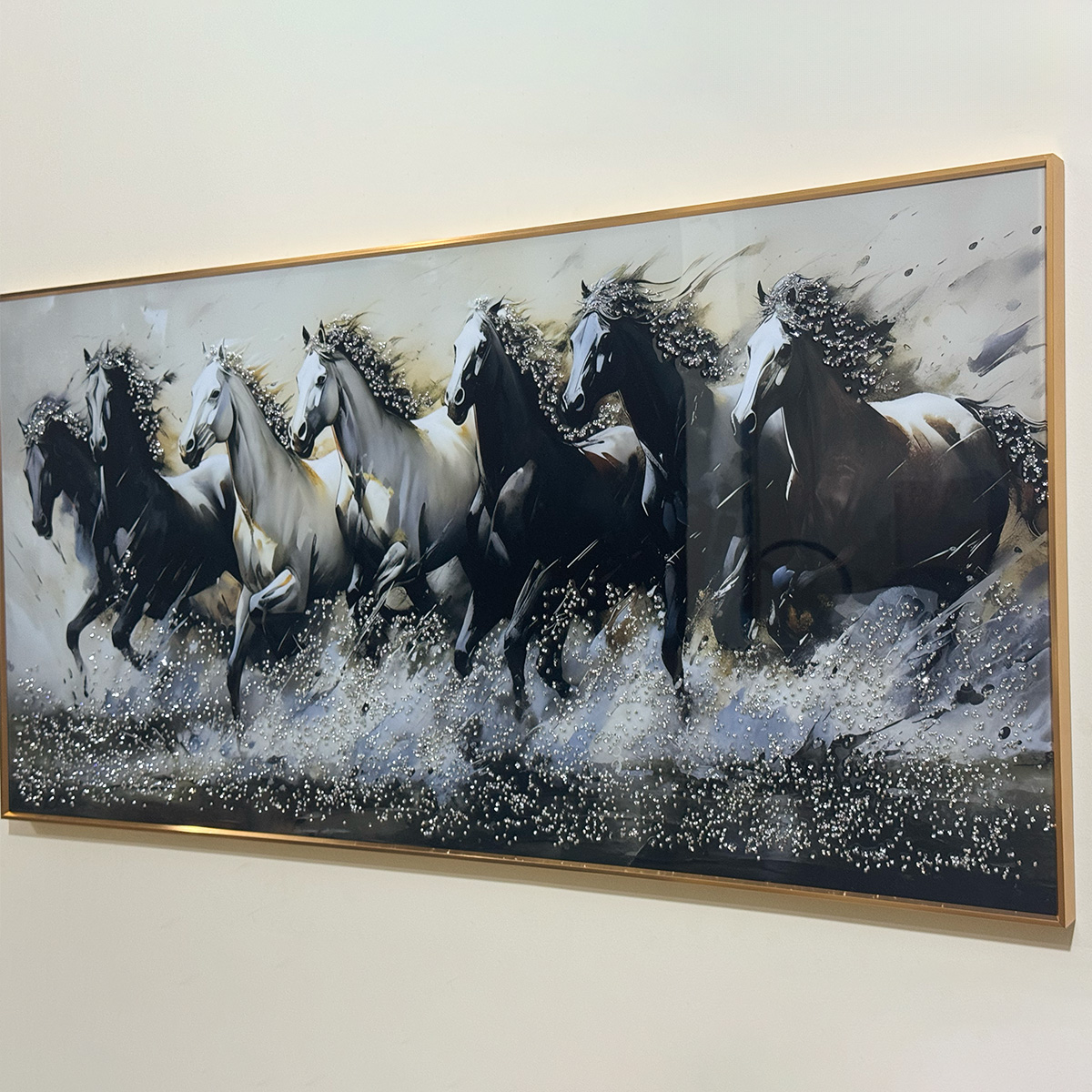 Silver Surf Seven Horses Vastu Crystal Painting - Image 7